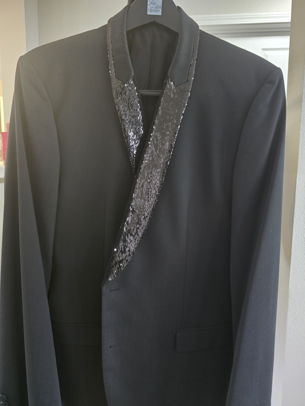 HUGO Black Blazer with Sequined Shawl Lapel
